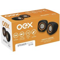 Caixa de Som para PC OEX Round SK100 Preto e Laranja 8W