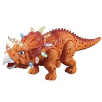 Dinossauro Triceratopo com Som e LUZ Laranja DM TOYS DMT4724