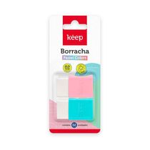 Borrachas Cor Pastel com Cinta Blister c/ 2 Uni. Keep - EI130OUT [Reembalado] EI130OUT