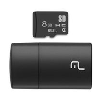 Pen Drive 2 em 1 Leitor USB + Cartão de Memória Classe 4 8GB Preto Multi - MC161 MC161