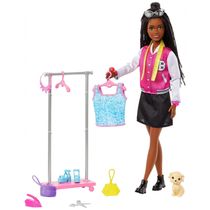 Boneca Barbie Estilista com 14 Acessórios Incluindo Bolsas e Cachorrinho, Rosa