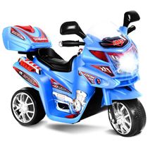 Moto Elétrica Infantil HONEY JOY a Bateria 6V 3 Rodas com Sons e Luzes para Crianças a Partir de 3 Anos, COSTZON, Azul