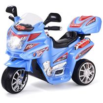 Moto Elétrica Infantil a Bateria 6V 3 Rodas com Sons e Luzes, HONEY JOY, Azul