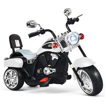 Moto Elétrica Infantil a Bateria 6V 3 Rodas com Sons e Luzes, Idade Rec 3 a 5 Anos, Branca, HONEY JOY, Branco