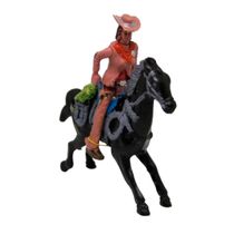 Cowboy e Cavalo preto de brinquedo Velho Oeste Toyng