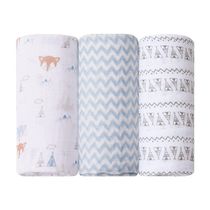 Cueiro Swaddle Soft Com 3 Pçs Azul 1,20X1,20m