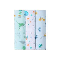 Cueiro Flanelado Estampado Azul 80x60Cm Com 3 Pçs