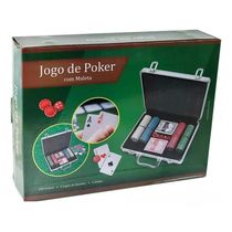 Jogo De Poker Maleta Com 200 Fichas + 2 Baralhos + 5 Dados