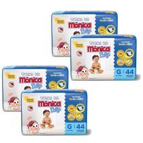 Kit 4 Fraldas Turma da Mônica Baby Mega G com 44un cada