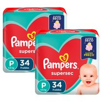 Kit 2 Fraldas Pampers Supersec P 34 Unidades