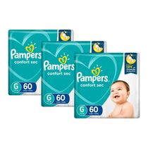 Kit Fraldas Pampers Confort Sec Super Tamanho G com 180 Unidades