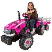 Trator Elétrico Infantil com Reboque, Peg Perego Case IH Magnum 12 Volts, Rosa