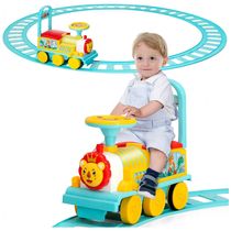 Trem Elétrico Infantil a Bateria com Trilhos e Luzes Piscantes, HONEY JOY, Azul