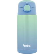 Copo Térmico Parede Dupla Com Canudo Azul 400ml 15933 -Buba