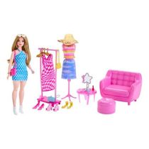 Boneca Barbie Novo Filme Estilista E Armário Magico Com Sofa