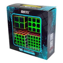 Kit Cubo Mágico Moyu 2x2x2 3x3x3 4x4x4 5x5x5 Black Carbon