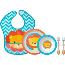 KIT REFEIÇÃO INFANTIL 4 PEÇAS ANIMAL FUN LEÃO - BUBA