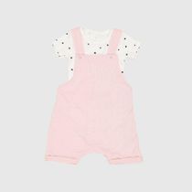 Jardineira com Body Manga Curta Little Star Rosa Baby Gut