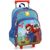 Mochila de Rodinhas Sem Alça Luxcel Super Mario Azul