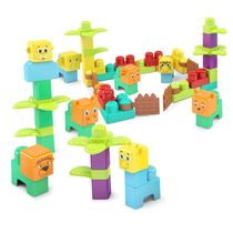Blocos De Montar Colorido Bichos Do Zoo 55 Pçs Dismat MK398