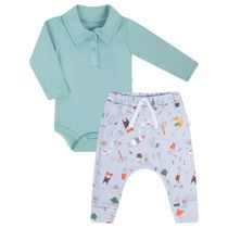 Conjunto Body Longo Gola Polo e Calça Saruel Hug Escandinavo