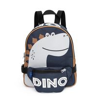 Mochila Com Pochete-Lancheira Mait Dino Azul Marinho