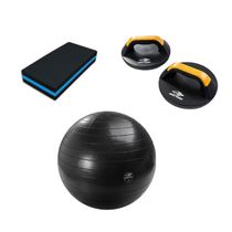 Kit Fitness: Gym Ball + Pro Push UP + Step Evamax