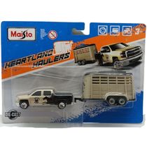 Miniatura Caminhonete Chevrolet Silverado Com Carreta 1/64 Prata Maisto 12328