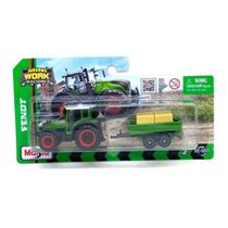 Miniatura Trator Fendt 209 Vario Com Carreta E 3 Fardos Maisto 15590