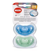 Kit 2 Chupetas Sensitive 100% Soft Silicone 0-6 Meses T.1 - Nuk PA7330IB