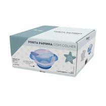 Prato Infantil Com Ventosa Colher 350ml Azul - Western Baby