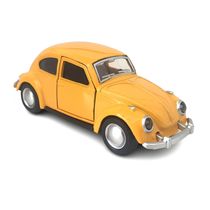 Miniatura Fusca Amarelo Carrinho de Metal Antigo Colecionável