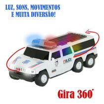 Carrinho Police Car Com Luzes E Sirenes Gira 360 Graus