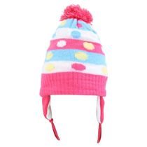 Touca Gorro Infantil Rosa Forte Bolinhas Coloridas Tamanho Único