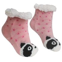 Meia Infantil Peluciada Antiderrapante Rosa Panda 28 ao 35