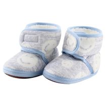 Pantufa Sapatinho Infantil Bebe Azul Forrada com Velcro