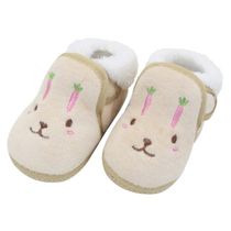 Pantufa Sapatinho Infantil Bebe Coelhinho Marrom Forrada com Velcro