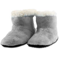 Pantufa Infantil Bebe Cinza Peluciada com Velcro