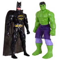 Kit Dupla De Heróis Incrível Hulk Batmam Traje Articuláveis