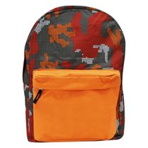 Bolsa Mochila Escolar Geométrica Tricolor Laranja Masculina