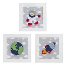 Trio De Quadros Astronauta