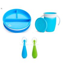 KIT INTRODUÇÃO ALIMENTAR AZUL PRATO+COPO 360+COLHER MUNCHKIN