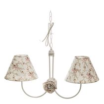 Lustre 2L Simples Com 2 Flores de Tecido