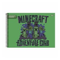 Caderno de Desenho Minecraft 96 Folhas Espiral - Foroni (Ref. 47470) (Disponibilidade: Disponível em 2 dias úteis)