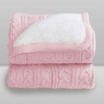 COBERTOR LAÇO BEBÊ 100X75 CM LÃ COM SHERPAM ROSA BEBE LAÇO BEBE