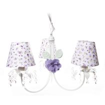 Lustre 3L Primavera Cristais 2 Flores G Lilás