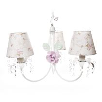 Lustre 3L Primavera Cristais 2 Flores G Rosa