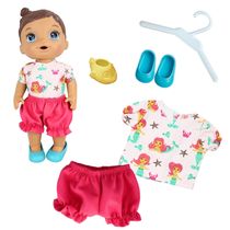 KIT ROUPA BONECA PARA BABY ALIVE - SEREIA PEIXINHO - 5 PÇS