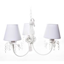 Lustre 3L Primavera Cristais 2 Flores G Branco