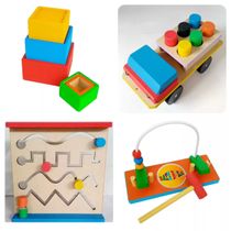 Kit com 4 Brinquedos Educativos de Madeira